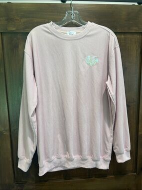 A34 Forever 3AM -- oversized Light Pink Ribbed Heart Sweatshirt - size Small